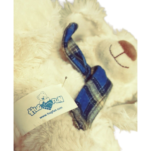 Plush Winter Teddy Bear Blue Plaid Trapper Hat Scarf Stuffed Animal 8" Holiday - Picture 9 of 16